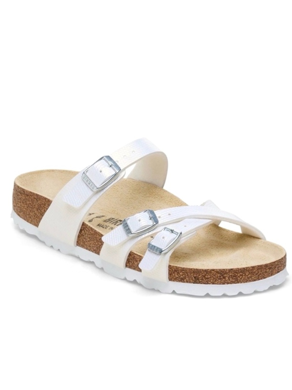 New Birkenstock Franca Birko-Floor Embossed Shiny Lizard White, Size EU37